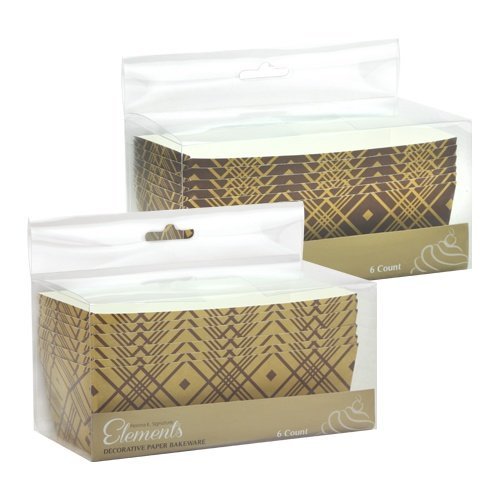 Hanna K. Signature 6 Count Elements Rectangle Baking Pans, 5.75" x 2.5" x 2", Brown Plaid