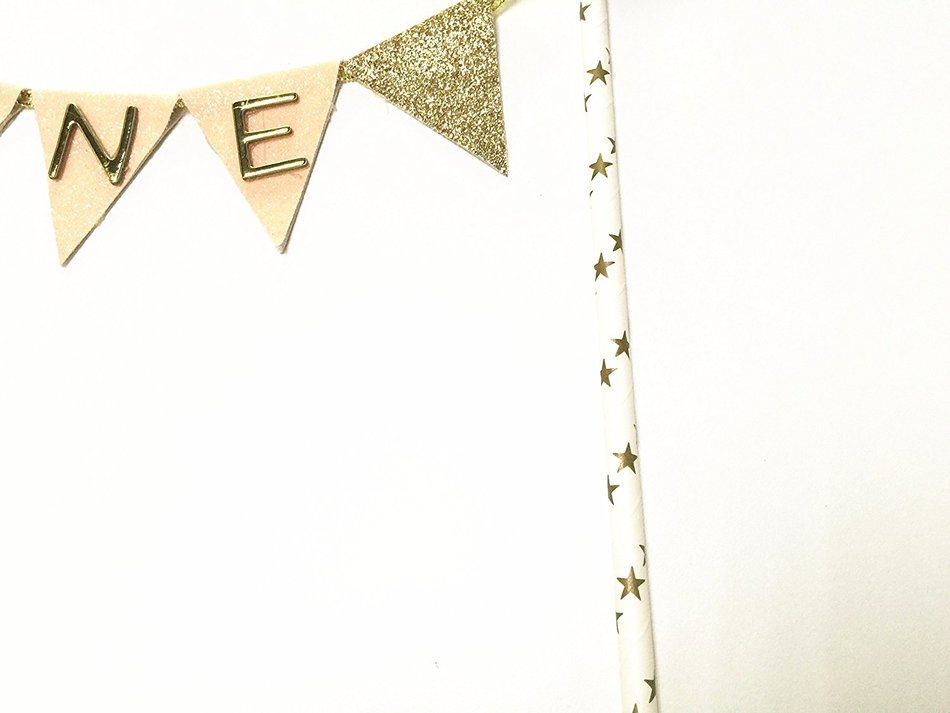 Baby First Birthday "ONE" Cake Bunting Banner Topper for Sparkle Party Birthday Cake