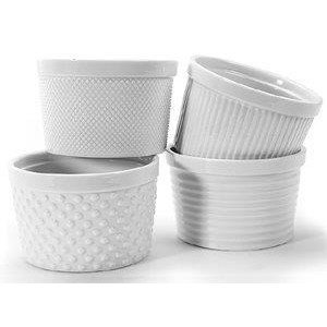 Bia Cordon Bleu Inc 904926 14 Oz White Porcelain Textured Ramekin Assorted 4 Count