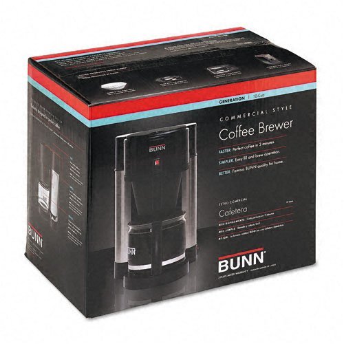 10-Cup Home Coffee Brewer, Stainless Steel, Black, Sold as 1 Each N3