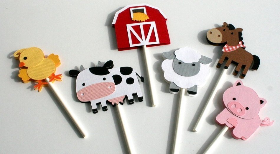 Farm Animal Cupcake Toppers Set of 12 N2