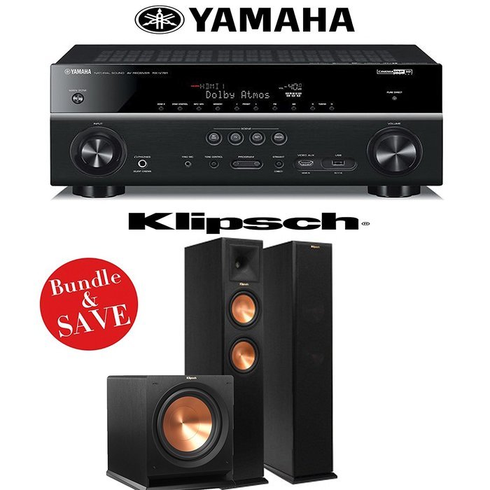 Yamaha RX-V781BL 7.2-Channel 4K A/V Receiver + Klipsch RP-260F + Klipsch R-112SW - 2.1 Reference Premiere Package