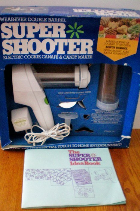 Wearever Double Barrel Super Shooter Electric Cookie, Canape & Candy Maker with Idea Book Recipe Cookbook