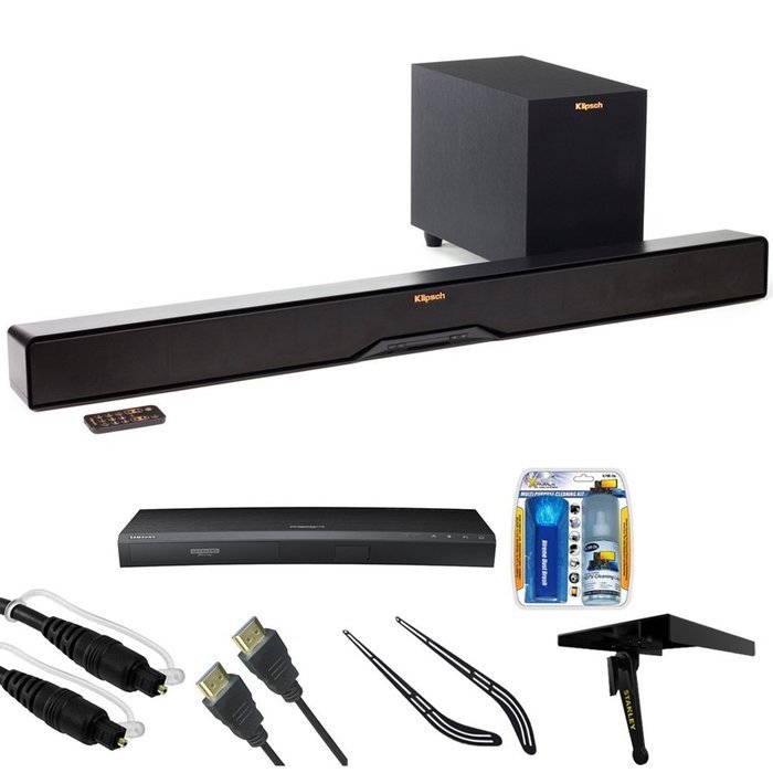 Klipsch Reference 2-Way Soundbar with Wireless 6.5" Subwoofer (R4B) HD Blu-ray Player, 6ft Audio Cable, Screen... N2