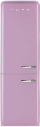 Smeg FAB32LRON1 24" 50's Retro Style Bottom Freezer Refrigerator in Pink with Left Hinge