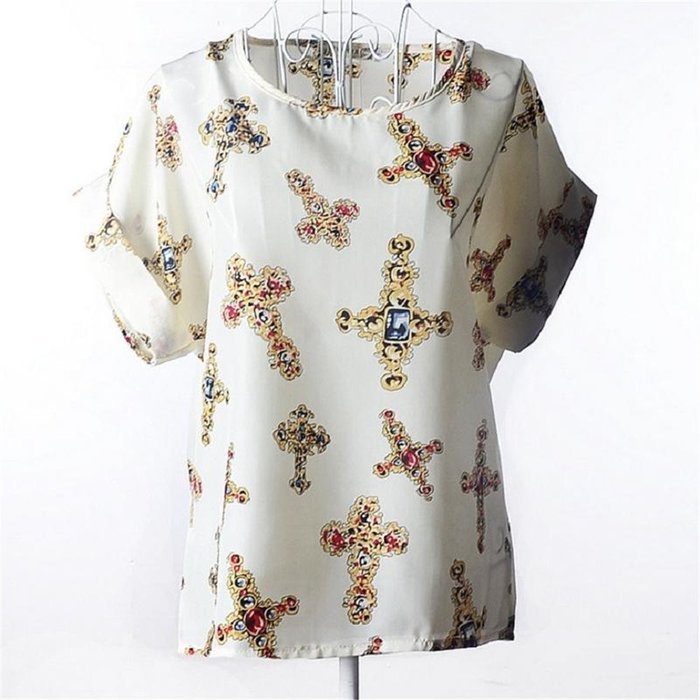 Phoneix Womens Printed Blouses Chiffon T-Shirts causal Tops for girl N3