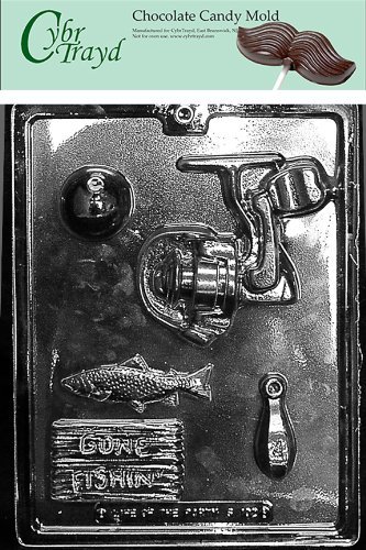 Cybrtrayd S102 Fishing Kit for Specialty Box Chocolate Candy Mold with Exclusive Cybrtrayd Copyrighted Chocolate...