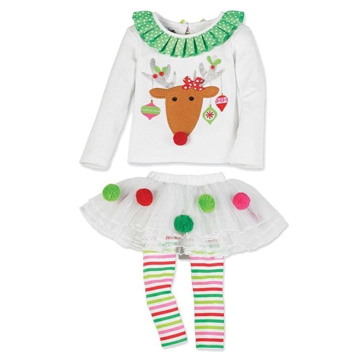 Morecome 2 Pieces Baby Girls Christmas Infant Toddler Santa Elk Cake Dress N4