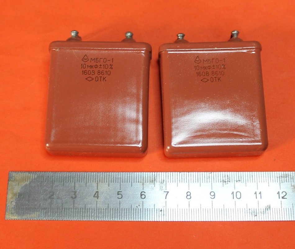 Capacitor PIO MBGO-1 160V 10uF USSR 2 pcs