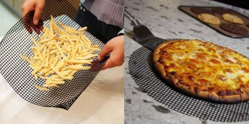 Addie's Kitchen - A Reusable Non Stick 13" Round Pizza Crisper Screen And 14" X 14" Mesh Crisping Basket N4
