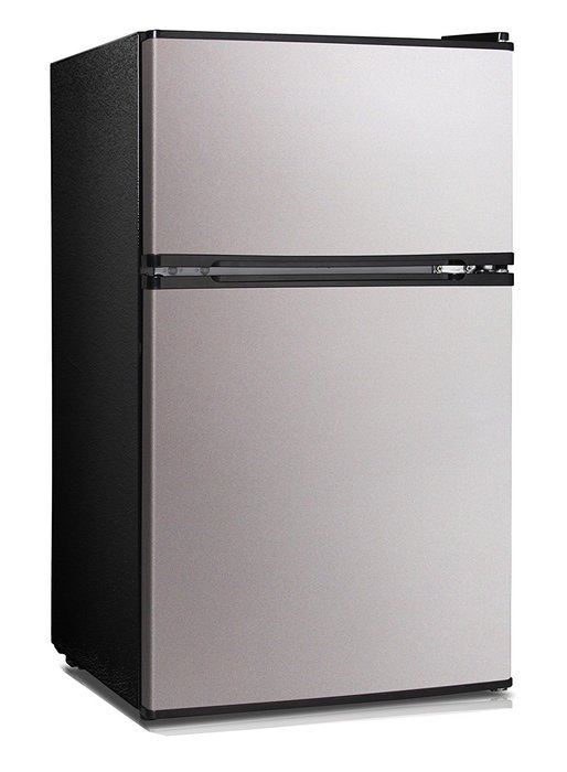Midea HS-65L Compact Single Reversible Door Refrigerator with Freezer, 1.7 Cubic Feet, Black N2