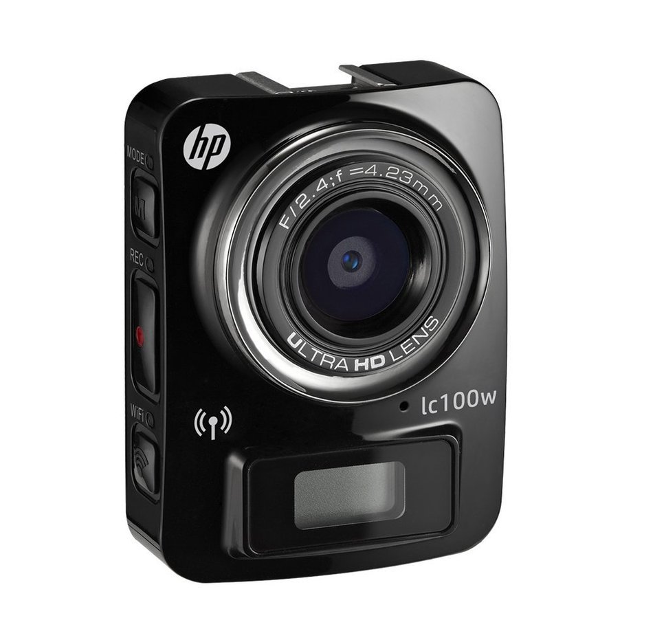 HP lc100w Full HD 1080p, 4k Time Lapse, Mini WiFi Water Resistant Camera /w Waterproof Case (Black)