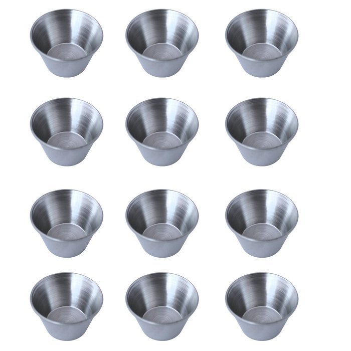 Daily Chef Stainless Steel, Individual Condiment Sauce Cup - 2 1/2 oz Set of 12