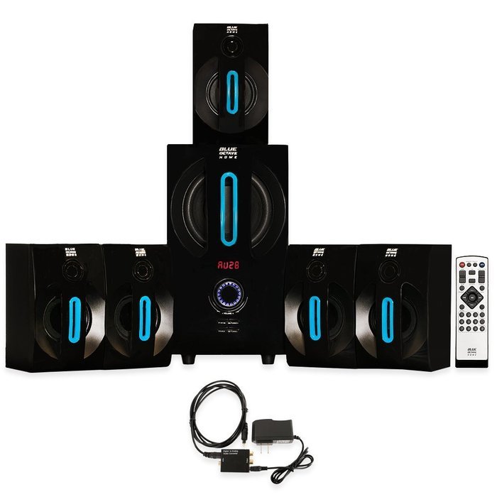 Blue Octave B52 Home Theater 5.1 Bluetooth Speaker System with FM Tuner and Optical Input