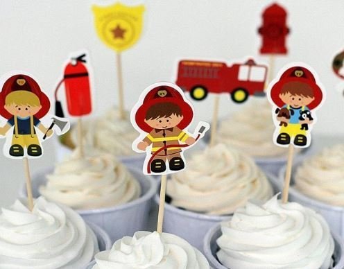 Fire Fighters Assorted Cupcake Picks Set of 16