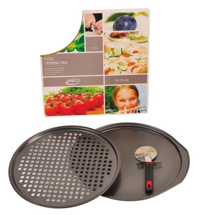 Pizza Crisping Pan Set With Cutter