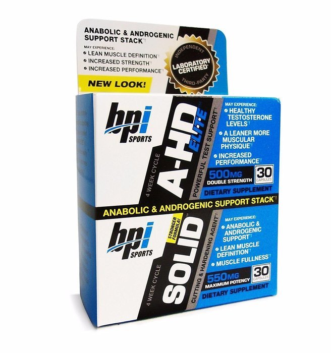 BPI Sports A-HD Elite & Solid Combo (30 Capsules Each) Lean Muscle Building