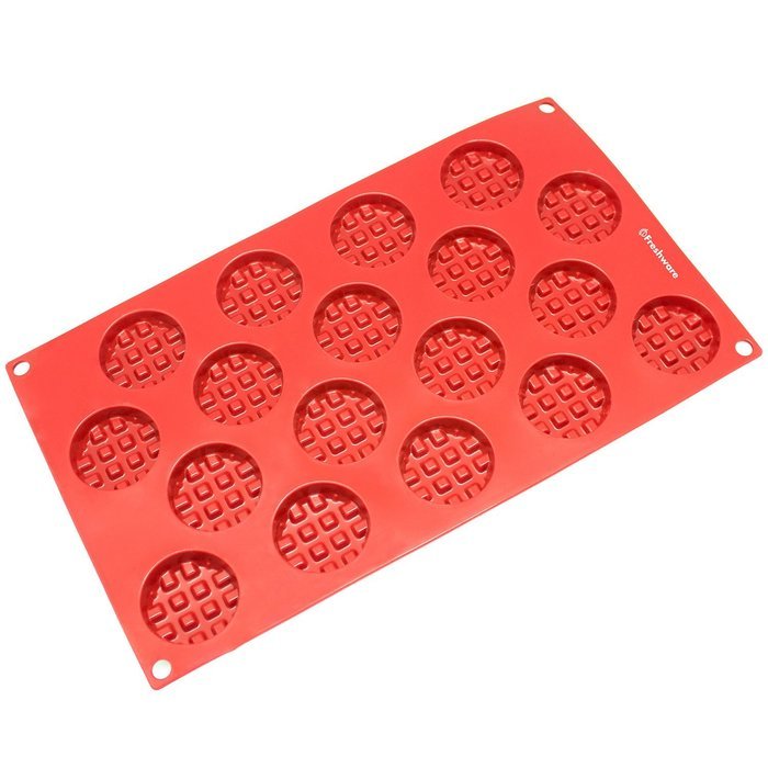 Freshware SM-137RD 18-Cavity Silicone Mini Round Waffle, Cookie, Chocolate, Candy and Gummy Mold