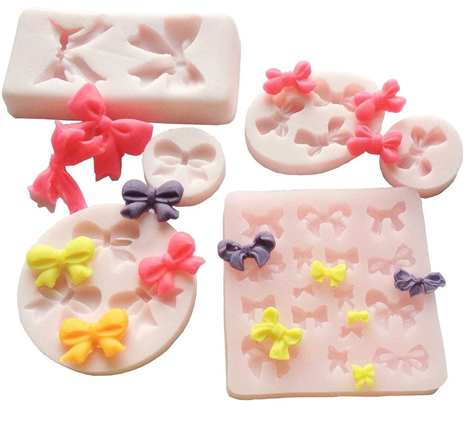 Food Grade Assorted BOWS / RIBBON set Silicone Mold sugarcraft icing mold, non stick Sugar paste, Chocolate, Fondant... N2