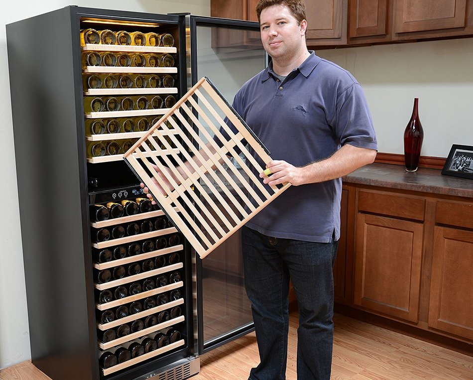 NewAir AWR-1600DB Premier Gold Series 160 Bottle Built-In WIne Cooler, StaInless Steel/Black N3