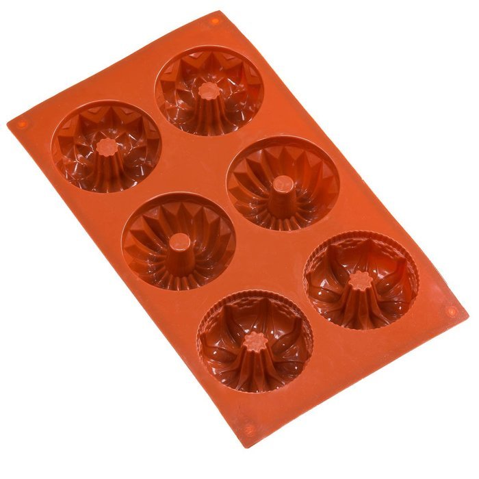 Sorbus 6-Cavity Silicone Fancy Mini Bundt Cake, Brown