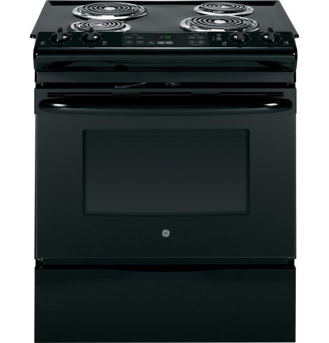 GE JS250DFBB 30" Black Electric Slide-In Coil Range N3