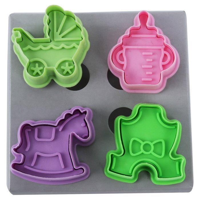 Daxin 4pcs Baby Funny DIY Toys Cookie Cake Cutter Fondant Plunger Decorating Mold N2