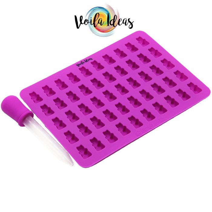 4 Pack Premium Gummy Bear Mold & Hearts, Stars & Shells Silicone Molds + Dropper and gummy Recipe included ✮ Make...
