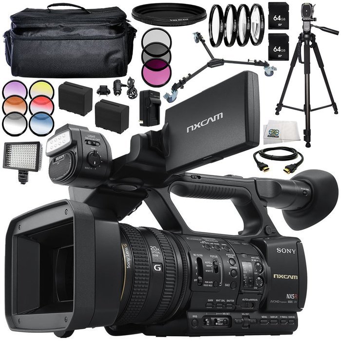 Sony HXR-NX5R NXCAM Professional Camcorder 16PC Accessory Bundle - Includes Includes 2x 64GB SD Memory Cards +...