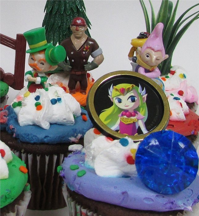 Legend of Zelda Birthday CUPCAKE Topper Set Featuring Link, Zelda, Phantom, Bryne, Anjean, Chancellor Cole, Big... N2