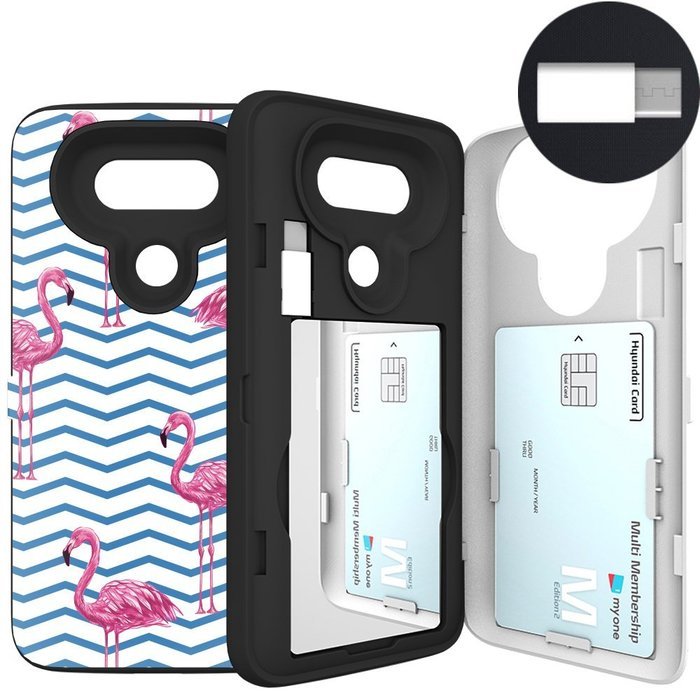 LG G5 Case, G5 Card Case, SKINU [USB type C] [Dual Layer] [Card Slot] [Drop Protection] [Wallet] with Mirror and... N16