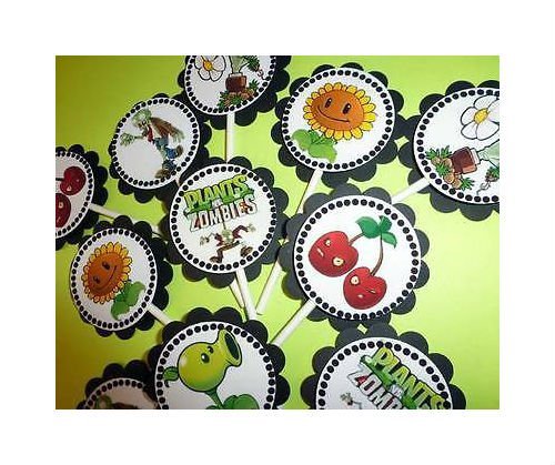 30 Party "Plants vs Zombies" Dimensional Cupcake Toppers Sticks