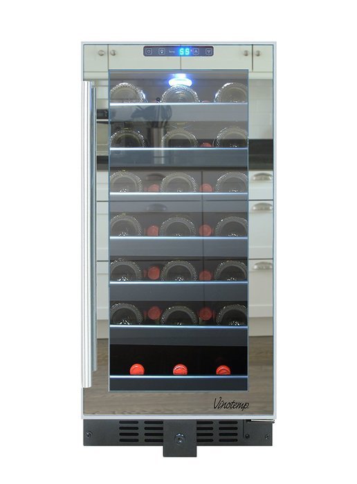 Vinotemp VT-32TSFE-SM 33-Bottle Mirrored Touch Screen Wine Cooler, Black