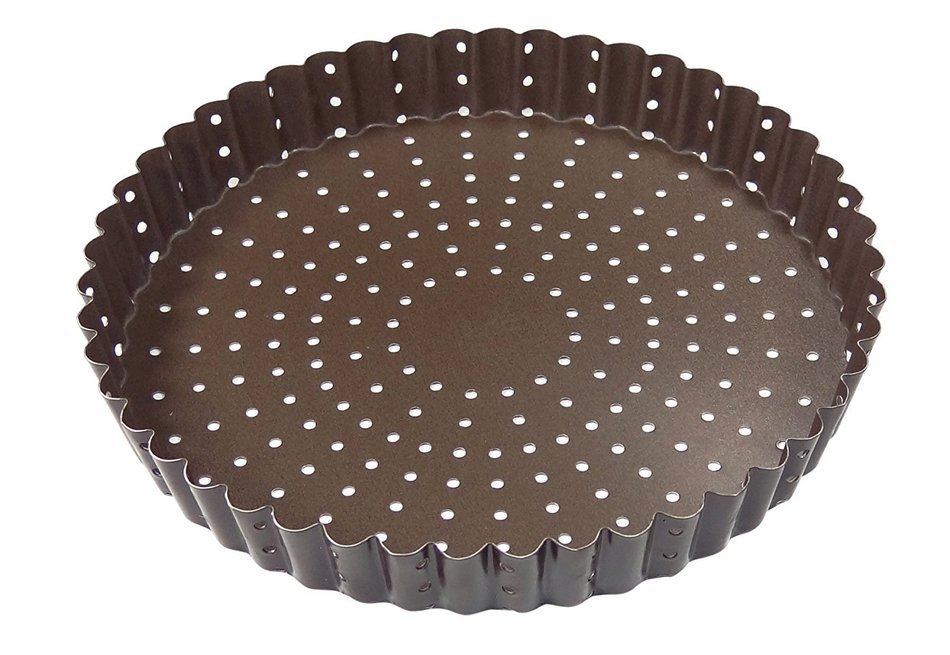 Paderno World Cuisine A4982317 Non-Stick Perforated Tart Pan, Brown