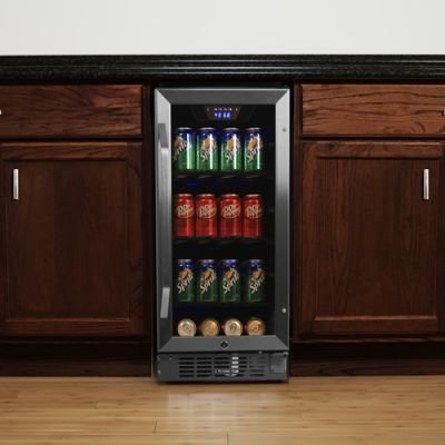 80 Can Built In Beverage Cooler - Black/Stainless Steel N6