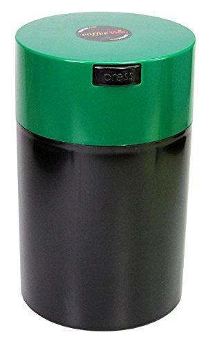 Coffeevac 1 lb - The Ultimate Vacuum Sealed Coffee Container, Green Cap & Black Body