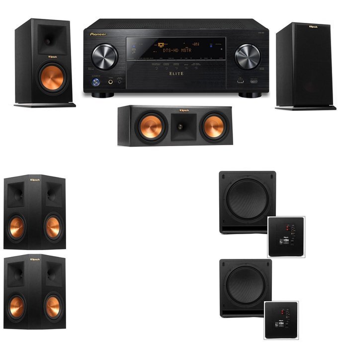 Klipsch RP-150M-E Monitor Speaker 5.2 SW-112 Pioneer Elite VSX 80