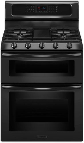 Kitchenaid KGRS505XBL 30-Inch, 5-Burner Freestanding Double Oven Range with Even-Heat Convection