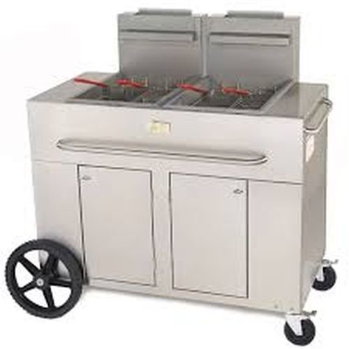 Crown Verity CV-PF-2NG 53" Double Tank Outdoor Portable Fryer with 180 000 BTU/H 80 lbs. Capacity Millivolt Thermostat...