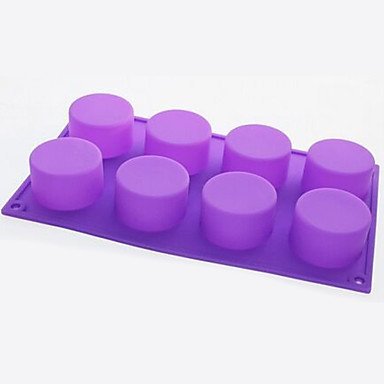 Y&XL&H 8 Cavity Silicone Round Cylinder Soap Diy Mold Cupcake Moulds(Random Color) N4