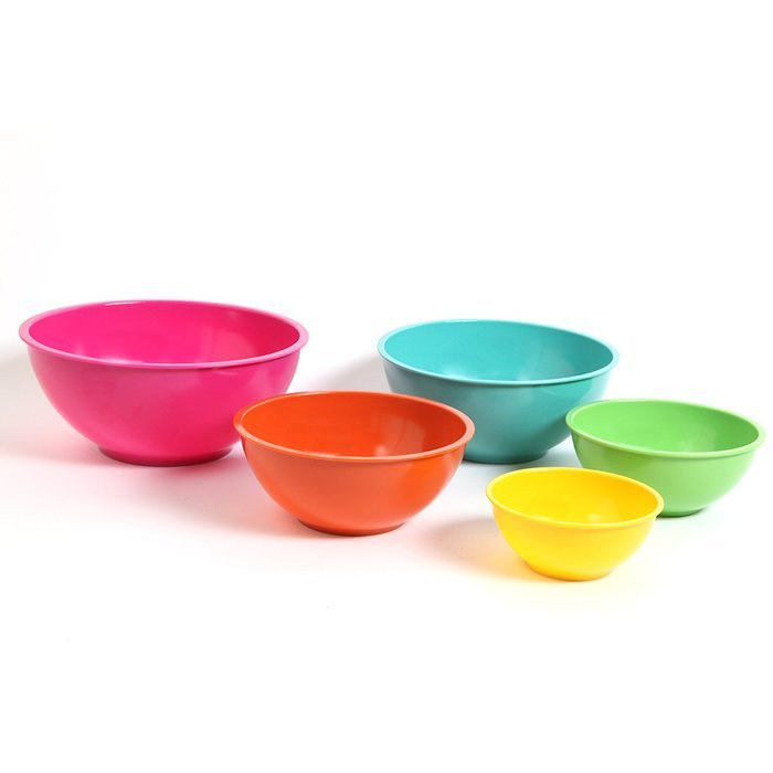 San Miguel Melacore Multi-colored Set of 5 Nested Mixing Bowls