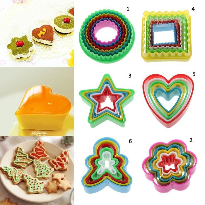 Set of 5 or 6Pcs Colorful Cookies Fondant Cake Decorating Sugarcraft Pastry Plunger Cutter Mold Tools - Circle