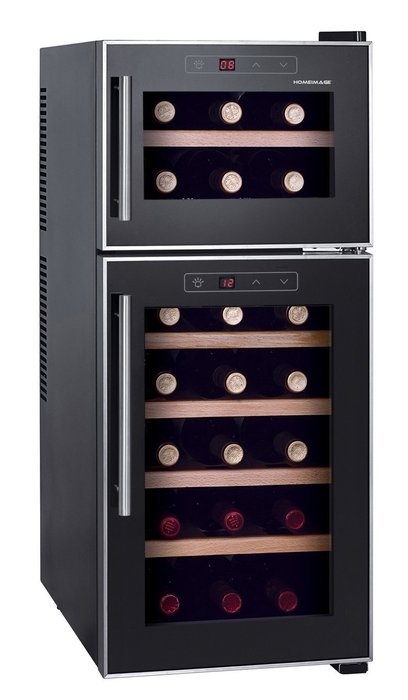 HOMEIMAGE DUAL-ZONE Thermo Electric Wine Cooler with Wooden Rack for 21 Bottles - HI-21D N3