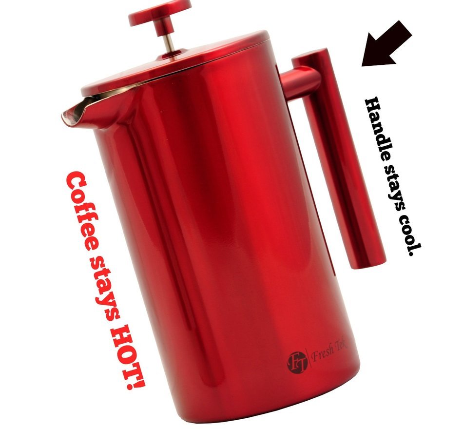 Best French Press Coffee Maker. Durable, No Plastic or Glass. 34oz Pot With Bonus Scoop and Cloth. Insulated Double... N7