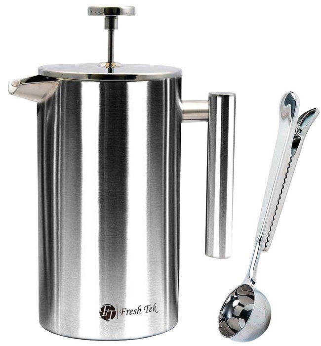 Best French Press Coffee Maker. Durable, No Plastic or Glass. 34oz Pot With Bonus Scoop and Cloth. Insulated Double... N10