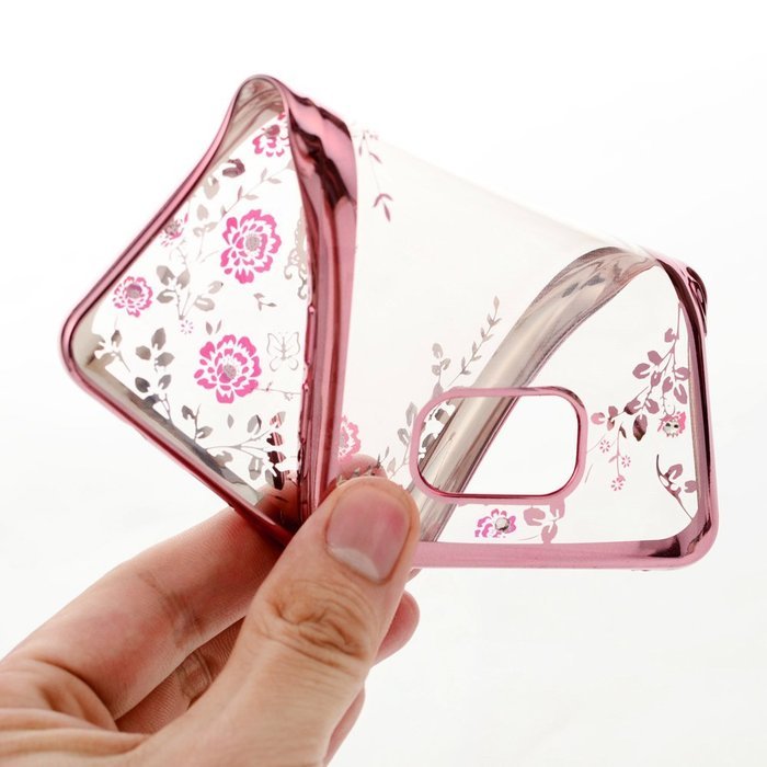 Note 5 Case,Samsung Galaxy Note 5 Case - Badalink Clear Soft TPU Case with Bling Shiny Diamonds Elegant Pink Flowers... N21
