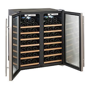 Wine Enthusiast 272 48 02 51W Silent 48 Bottle Double Door Dual Zone Wine Refrigerator, Stainless Steel