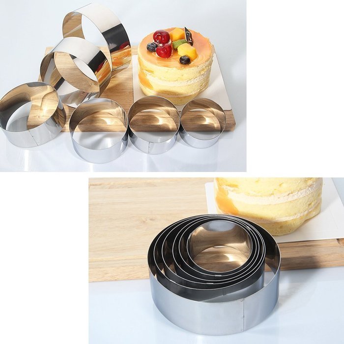 SUNLIGHTAM Set of 6 Stainless Steel 6 Sizes Round Molding Plating Forming Cake Mousse Rings Cookie Cutters DIY... N4
