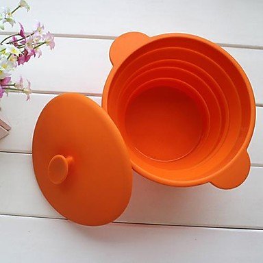 Sher Unfoldable Bowl with Lid for Kids or Outdoor Camping, Food Safe Silicone Material, Random Color N2