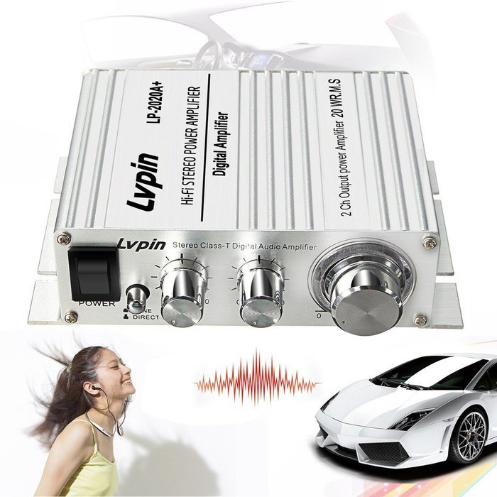 Audio Amplifier, ELEGIANT 12V 3A Hi-Fi Stero Class-T Digital Power Amplifier with Power Cable for Car Home PC... N4